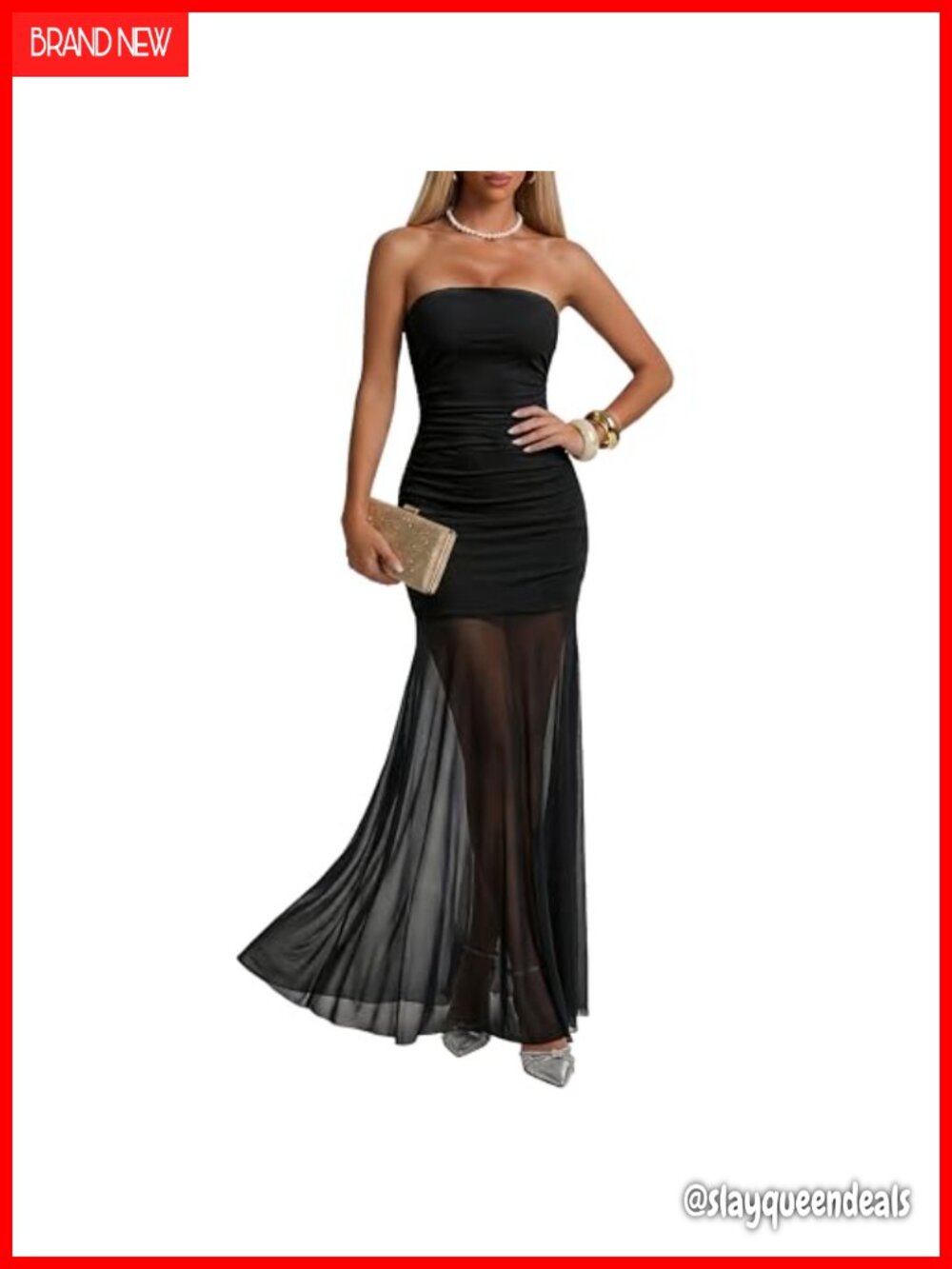 Strapless Bodycon Maxi Dress Modal Mesh Formal Dress